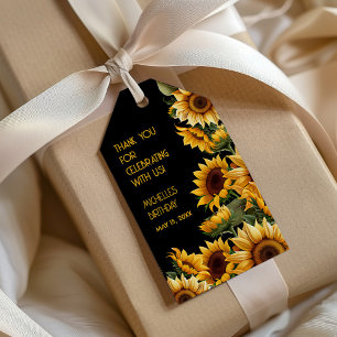 Sonnenblumen Schwarze Rustikale Elegante Namensgeb Geschenkanhänger