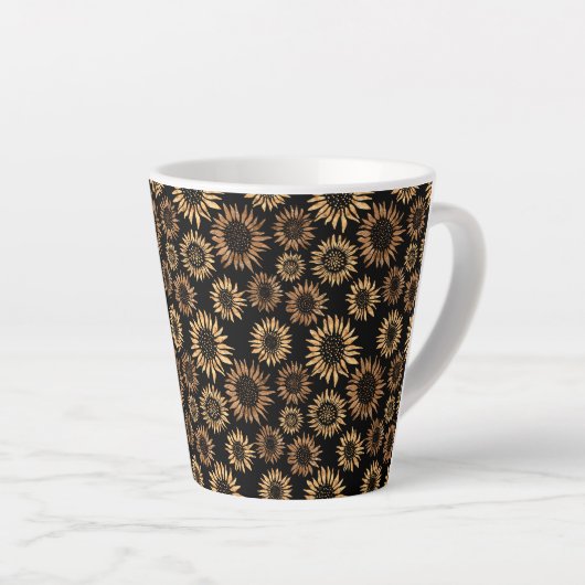 Sonnenblumen schwarzes Gold elegant Milchtasse (Rechte Ecke)