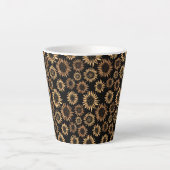 Sonnenblumen schwarzes Gold elegant Milchtasse (Vorderseite)