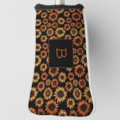 Sonnenblumen schwarzes Gold Monogramm Golf Headcover (Rotieren 90)