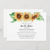 Sonnenblumen-Script-Brautparty Einladung (Vorne/Hinten)