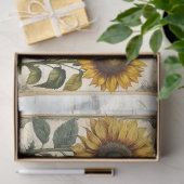 Sonnenblumen Script Ephemera Rustic Wood Decoupage Seidenpapier (Geschenk)