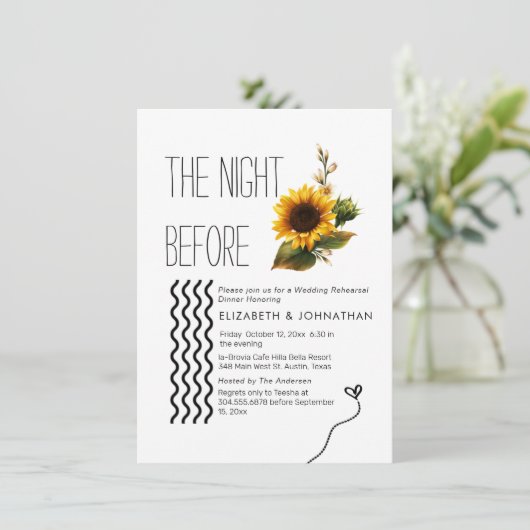 Sonnenblumen-Script-Minimal Die Nacht vor Einladung (Stehend Vorderseite)