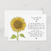 Sonnenblumen & Script-Wertungsgedicht für Lehrer Dankeskarte (Vorne/Hinten)