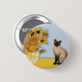 Sonnenblumen - Seal Point Siamese Katze Button (Vorne & Hinten)