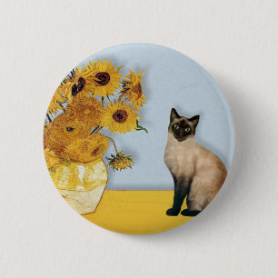 Sonnenblumen - Seal Point Siamese Katze Button