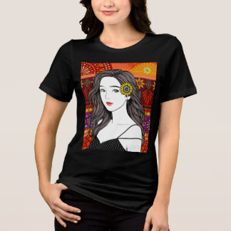 Sonnenblumen-Seele – Illustration eines Volksportr Tri-Blend Shirt