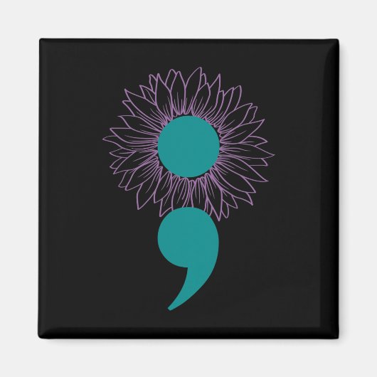 Sonnenblumen Semicolon Suicide Bewusstsein Mentale Magnet (Vorne)