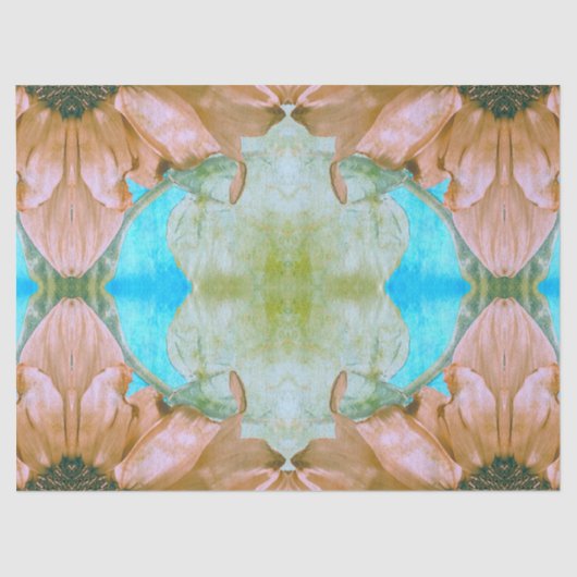 Sonnenblumen Sepia Aquamarinen Bloral Vintag Antiq Seidenpapier (Vorderseite)