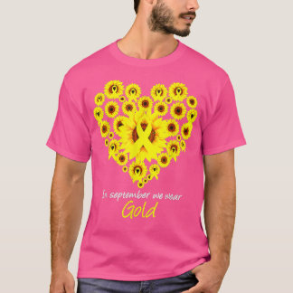 Sonnenblumen September Wir tragen Gold Kinderkrebs T-Shirt