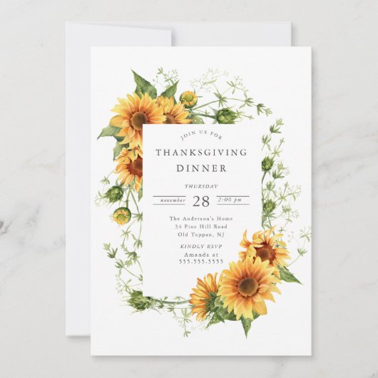 Sonnenblumen Serenity Erntedank Einladung (Vorderseite)