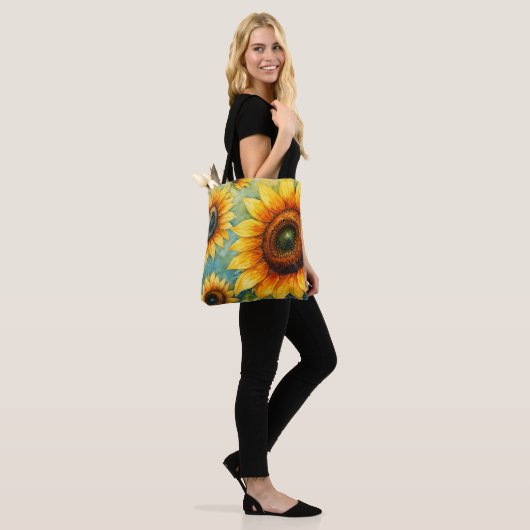Sonnenblumen Serenity Leinwand Tasche (Am Model)
