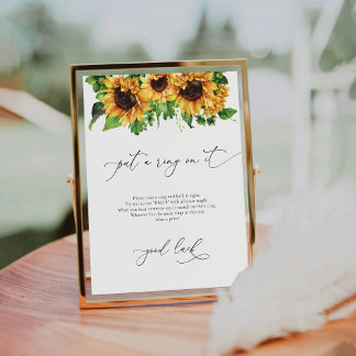 Sonnenblumen setzen einen Ring auf ihr Zeichen Sockelschild