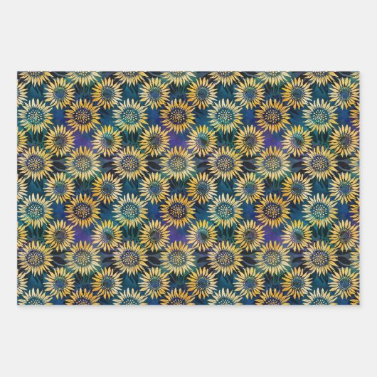 Sonnenblumen Shiny Batik Geschenkpapier Set (Vorderseite)
