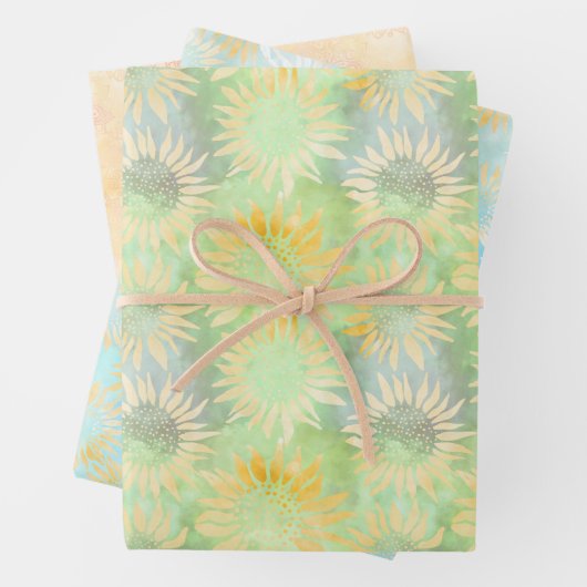 Sonnenblumen Shiny Batik Wrapping Paper Sheets Geschenkpapier Set (Beispiel)