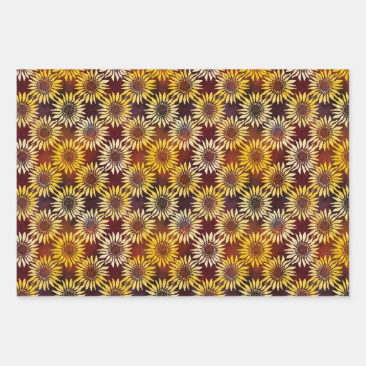 Sonnenblumen Shiny Batik Wrapping Paper Sheets Geschenkpapier Set (Vorderseite 2)
