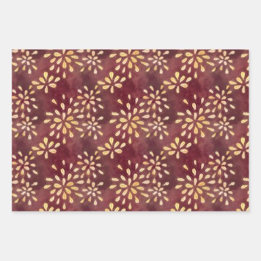 Sonnenblumen Shiny Batik Wrapping Paper Sheets Geschenkpapier Set (Vorderseite)