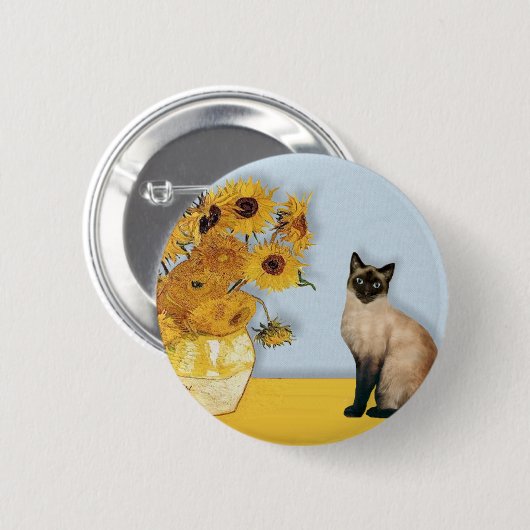 Sonnenblumen - Siegel Point Siamese Button (Vorne & Hinten)