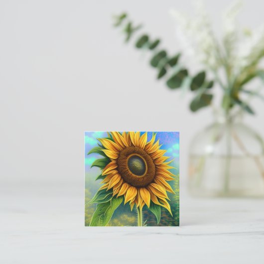 Sonnenblumen sind eine beliebte und geliebte Blume Quadratische Visitenkarte (Stehend Vorderseite)