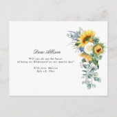 Sonnenblumen sind meine Bridesmaid-Karte Einladungspostkarte (Rückseite)