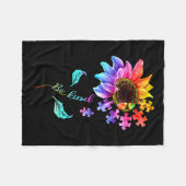 Sonnenblumen sind nette Puzzleteile Autismus Bewus Fleecedecke (Vorderseite (Horizontal))