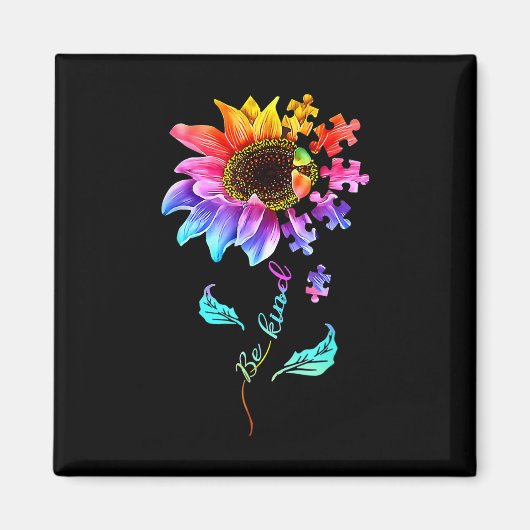Sonnenblumen sind nette Puzzleteile Autismus Bewus Magnet (Vorne)