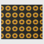 Sonnenblumen Single Schwarzer Hintergrund Blumenmu Geschenkpapier (Flach)