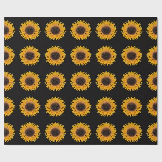 Sonnenblumen Single Schwarzer Hintergrund Blumenmu Geschenkpapier (Flach)