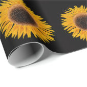 Sonnenblumen Single Schwarzer Hintergrund Blumenmu Geschenkpapier (Rolleneckpunkt)