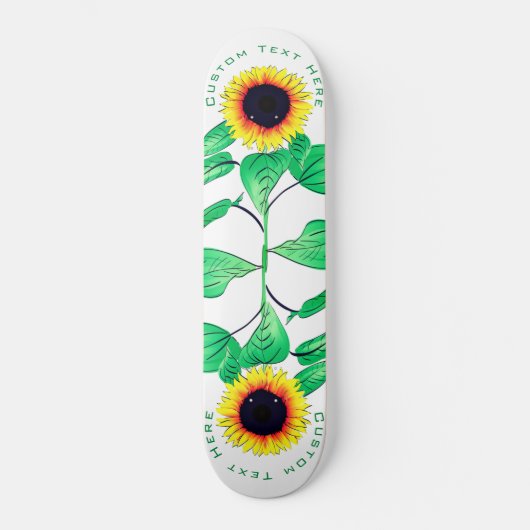 Sonnenblumen Skateboard - Benutzerdefinierter Text (Vorderseite)