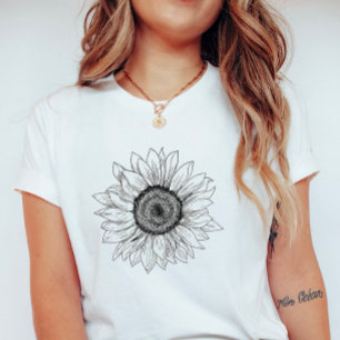 Sonnenblumen-Skizze; Botanischer Sommer  T-Shirt