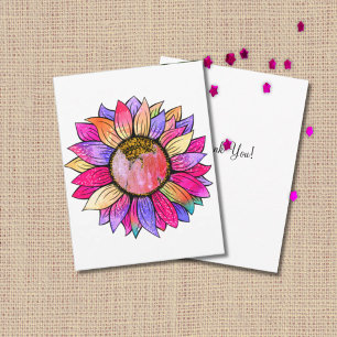 Sonnenblumen Sommer Blumenparty Pink & Lila Dankeskarte