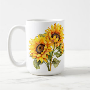Sonnenblumen Sommer Gelb Wasserfarbe Kaffeetasse