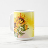 Sonnenblumen Sommer Gelb Wasserfarbe Kaffeetasse (Vorderseite Links)