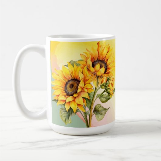 Sonnenblumen Sommer Gelb Wasserfarbe Kaffeetasse (Links)