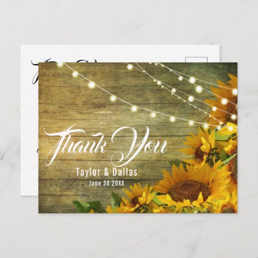 Sonnenblumen Sommer | Rustic Americana Vielen Dank Postkarte (Vorne/Hinten)