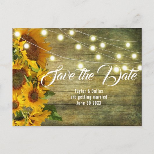 Sonnenblumen Sommer | Rustikales Amerika Save the Postkarte (Vorderseite)