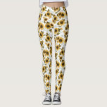 Sonnenblumen Sommerblumenmuster Leggings<br><div class="desc">Rustikale Leggings mit Aquarellbildern von gelben Sonnenblumen mit Babyatmen.</div>