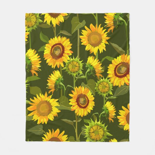 Sonnenblumen Sommernahtloses Muster Fleecedecke (Vorderseite)