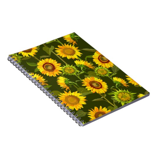 Sonnenblumen Sommernahtloses Muster Notizblock (Rechte Seite)