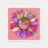 Sonnenblumen Sommerrosa und Lila Serviette (Vorderseite)