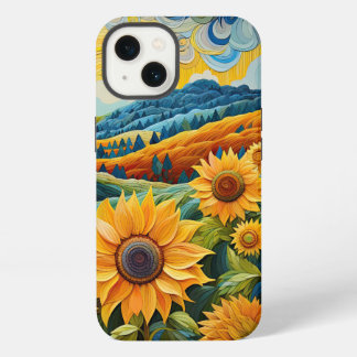 Sonnenblumen Sonnenaufgang Abstrakte Natur Illustr iPhone 13 Hülle