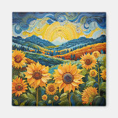 Sonnenblumen Sonnenaufgang Abstrakte Natur Illustr Magnet (Vorne)
