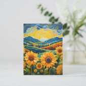 Sonnenblumen Sonnenaufgang Abstrakte Natur Illustr Postkarte (Stehend Vorderseite)
