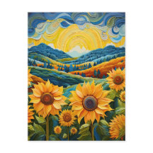 Sonnenblumen Sonnenaufgang Abstrakte Natur Illustr