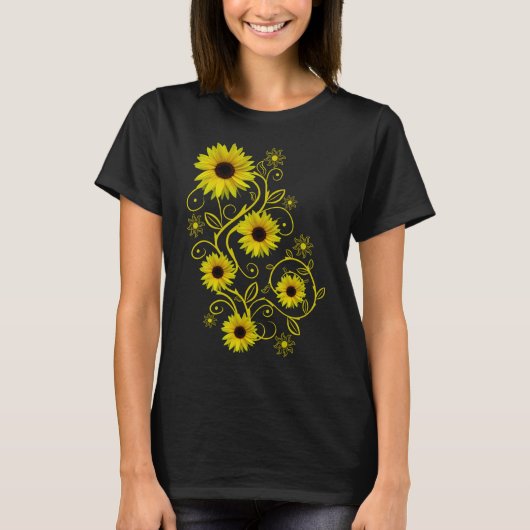 Sonnenblumen Sonnenblume Blumenranke Ornament T-Shirt (Vorderseite)