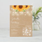 Sonnenblumen Sonnenblumen Mason Jars Rustikale Hoc Einladung (Stehend Vorderseite)