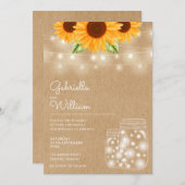 Sonnenblumen Sonnenblumen Mason Jars Rustikale Hoc Einladung (Vorne/Hinten)