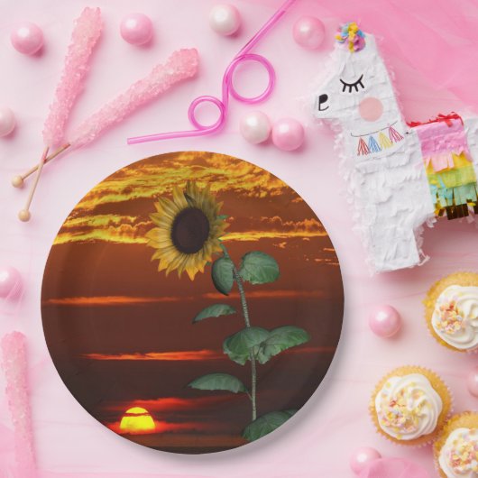 Sonnenblumen Sonnenuntergang Papier Teller (Party)