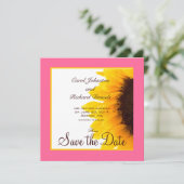 Sonnenblumen speichern Datumskarten in rosa Gelb Save The Date (Stehend Vorderseite)